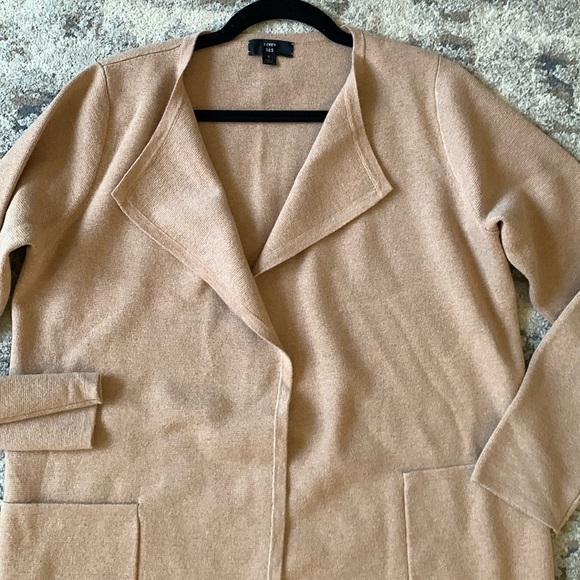 J. Crew 365 Sophie Tan Open Front Cotton/Merino Wool Blend‎  Sweater Blazer S - Picture 4 of 12